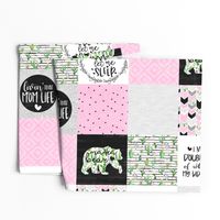 MomLife//Coffee//Cactus//Pink - Wholecloth Cheater Quilt - Rotated