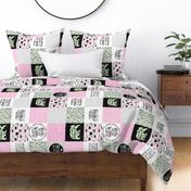 MomLife//Coffee//Cactus//Pink - Wholecloth Cheater Quilt - Rotated