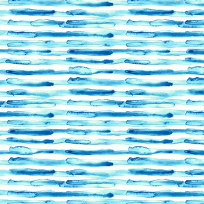 Watercolor Stripes Pure Blue - small scale