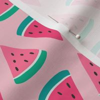Sweet Pink Watermelon Slices in Rows