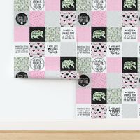 MomLife//Good Heart//Cactus//Pink - Wholecloth Cheater Quilt