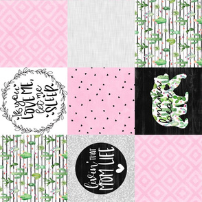 MomLife//Chocolate//Cactus//Pink - Wholecloth Cheater Quilt - Rotated