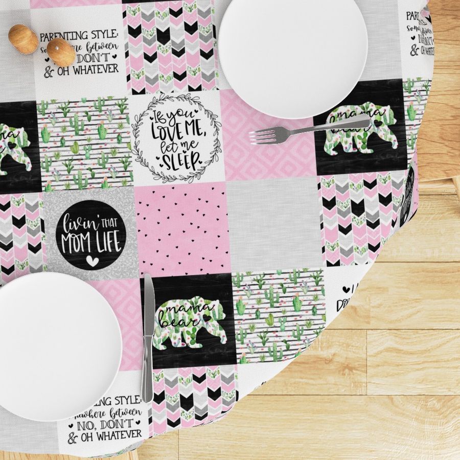 MomLife//Wine//Cactus//Pink - Wholecloth Cheater Quilt