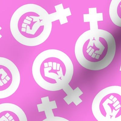 feminist fists on pink