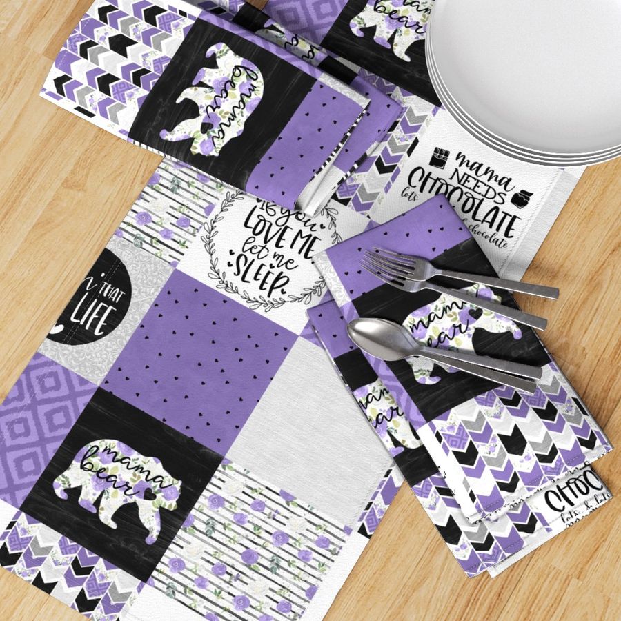 Momlife//Chocolate//Grape - Wholecloth Cheater Quilt