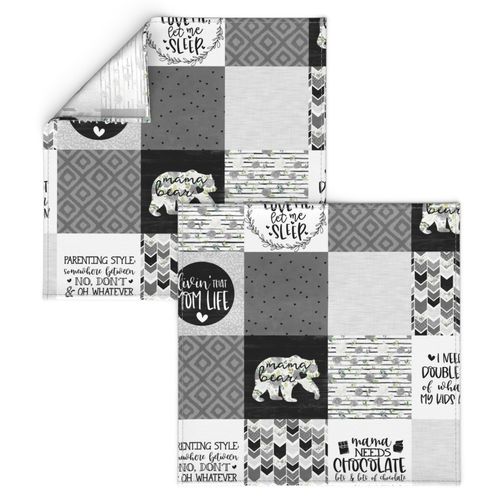 MomLife//Chocolate//Grey&black - Wholecloth Cheater Quilt