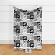 MomLife//Chocolate//Grey&black - Wholecloth Cheater Quilt