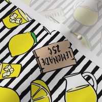 (small scale) lemonade stand - lemons summer - black stripes - LAD20
