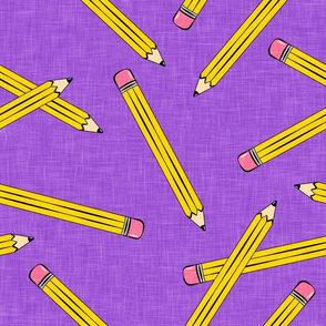 (large scale) pencil toss  - number 2 pencil - school supplies - purple - LAD20