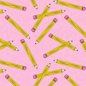 pencil toss  - number 2 pencil - school supplies - pink - LAD20
