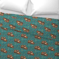 Whimsical Bear Pair on teal 