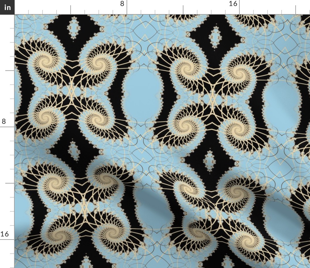 Netted Fractal Tentacles in Sky Blue and Cream