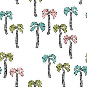 palm tree fabric - palms fabric, palm tree -pink teal, green