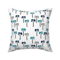 palm tree fabric - palms fabric, palm tree - navy and teal