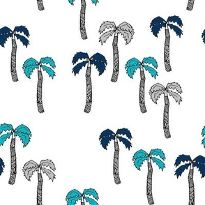 palm tree fabric - palms fabric, palm tree - navy and teal