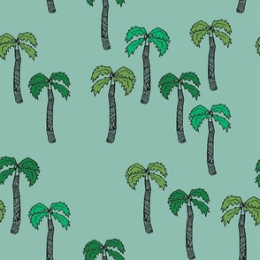 palm tree fabric - palms fabric, palm tree - green