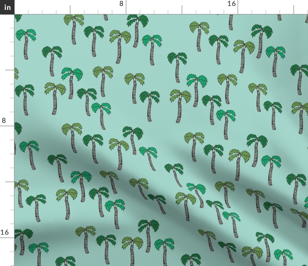 palm tree fabric - palms fabric, palm tree - mint
