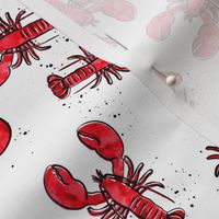 (small scale) lobsters - watercolor & ink nautical summer - red - LAD20