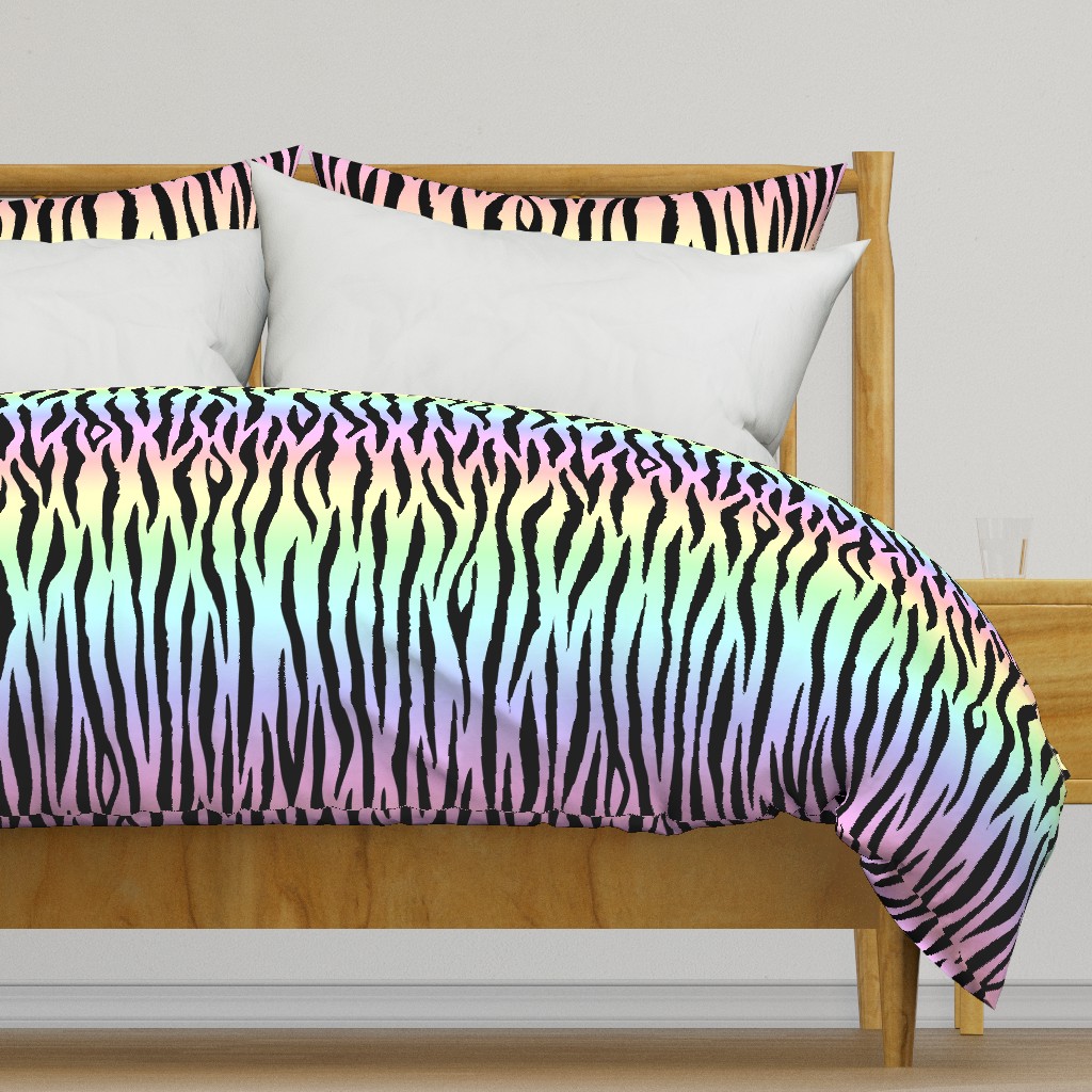 Large Pastel Rainbow Zebra Stripes Animal Print