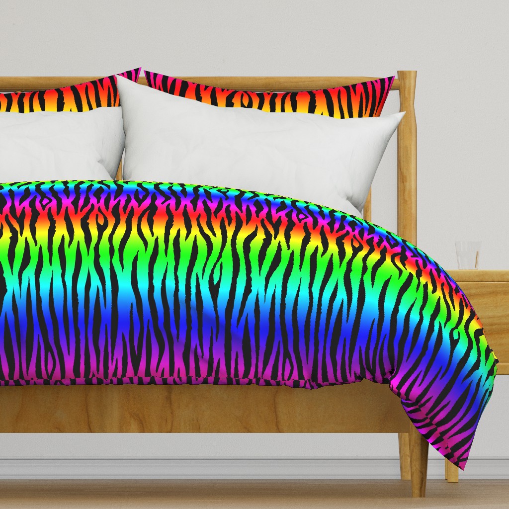 Neon Rainbow Zebra Stripes Animal Print