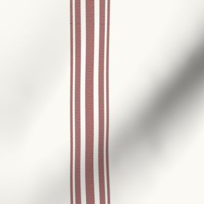 Red ticking french stripe feedsack grain sack fabric cottage stripe on offwhite