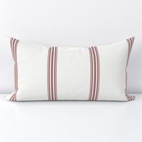 Red ticking french stripe feedsack grain sack fabric cottage stripe on offwhite