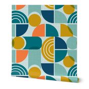 Trailway - Modern Geometric Textured Aqua Large Scale