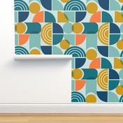 Trailway - Modern Geometric Textured Aqua Large Scale