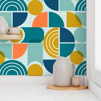 Trailway - Modern Geometric Textured Aqua Large Scale