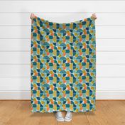 Trailway - Modern Geometric Textured Aqua Large Scale