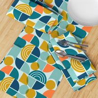 Trailway - Modern Geometric Textured Aqua Large Scale