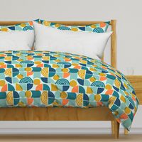 Trailway - Modern Geometric Textured Aqua Large Scale