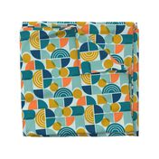 Trailway - Modern Geometric Textured Aqua Large Scale