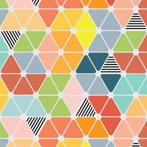 Colorful Geometric Hexagon, Striped Shapes