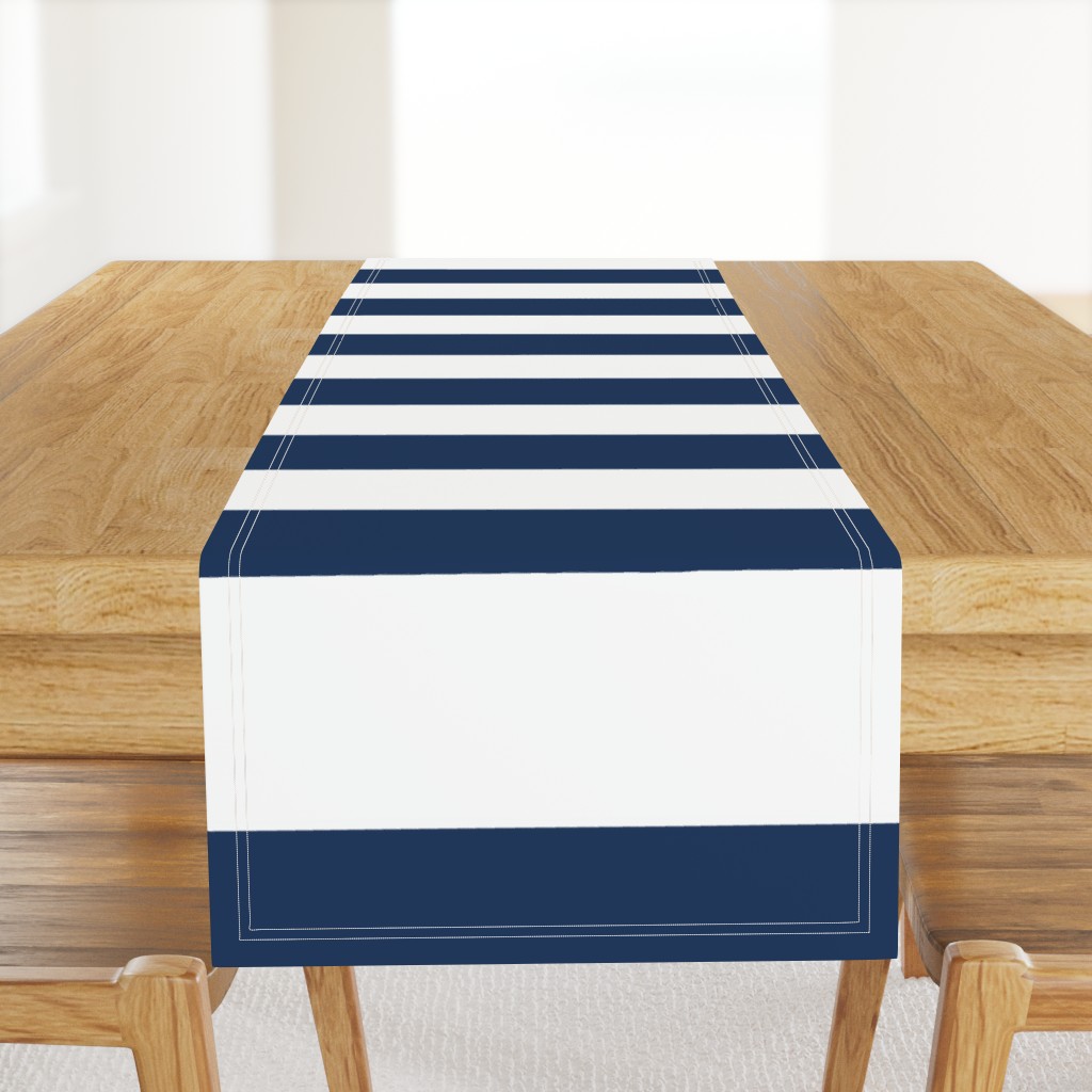 6" Navy and White Stripes - Horizontal - Navy Blue / Navy Peony - Horizontal - 6 Inch / 6 In / 6in