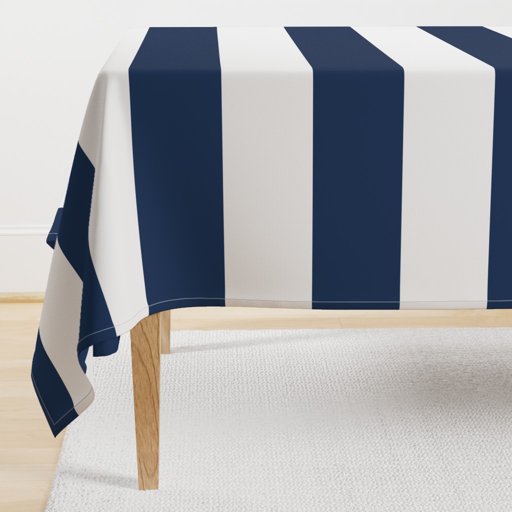 6" Navy and White Stripes - Horizontal - Navy Blue / Navy Peony - Horizontal - 6 Inch / 6 In / 6in