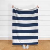 6" Navy and White Stripes - Horizontal - Navy Blue / Navy Peony - Horizontal - 6 Inch / 6 In / 6in