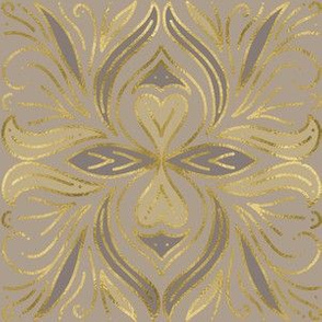 Traditional Ornament in Gold on Taupe