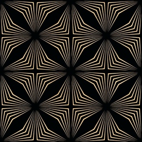 GEOMETRIC TILES - GOLD ON BLACK, LARGE SCALE