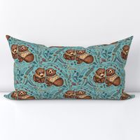 Whimsical Bear Pair - on light teal