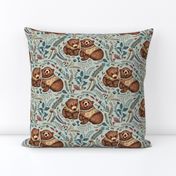 Whimsical Bear Pair - on sage green