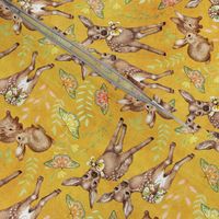 Canvas Textured Vintage Fawns on mustard 