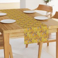 Canvas Textured Vintage Fawns on mustard 