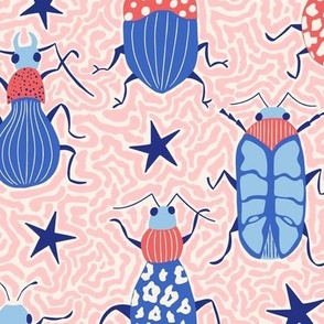 Beetles/blue and blush/medium