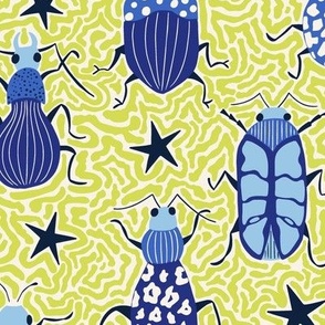 Beetles/blue and chartreuse/medium