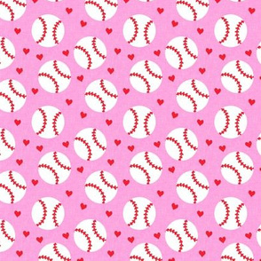 (small scale) baseballs and hearts - pink - LAD20