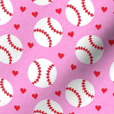 baseballs and hearts - pink - LAD20