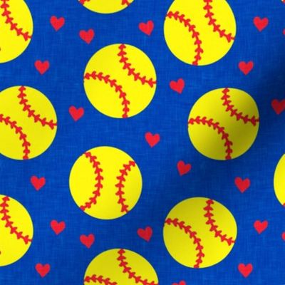 softballs and hearts - blue - LAD20