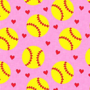 softballs and hearts - pink - LAD20