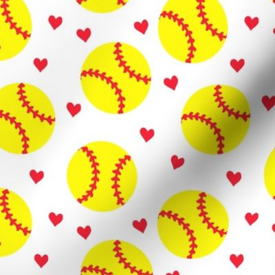 softballs and hearts - white - LAD20